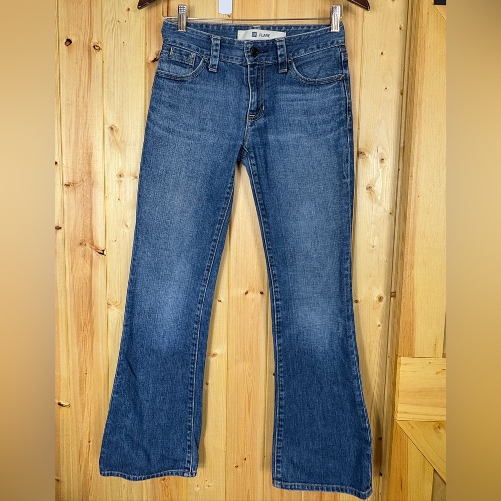 VTG Gap Flare Jeans Women's 0R Y2K 2005 Coquette Girly Fairycore Denim Blue